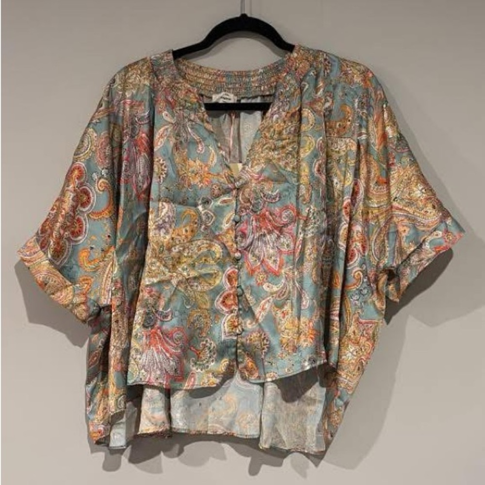 Entro Boho Paisley Button-Front Women’s Top in Multicolor size large nwt